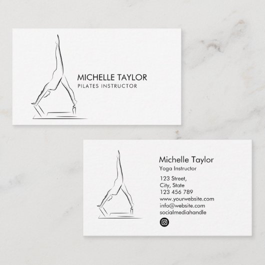 Einfache moderne Minimalistische Pilates-Fitness Visitenkarte (Vorne/Hinten)
