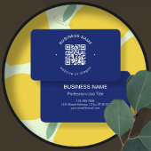 Einfache moderne minimalistische QR-Code | Navy Visitenkarte