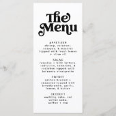 Einfache moderne Minimalistische Retro-Hochzeitska Menükarte (Vorderseite)