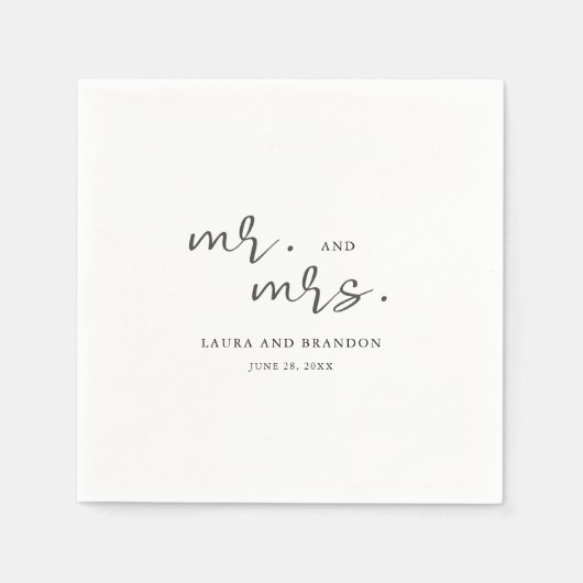 Einfache moderne Minimalistische Schrift Mr. and M Serviette (Vorderseite)