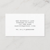 Einfache moderne Minimalistische Schrift Visitenkarte (Rückseite)