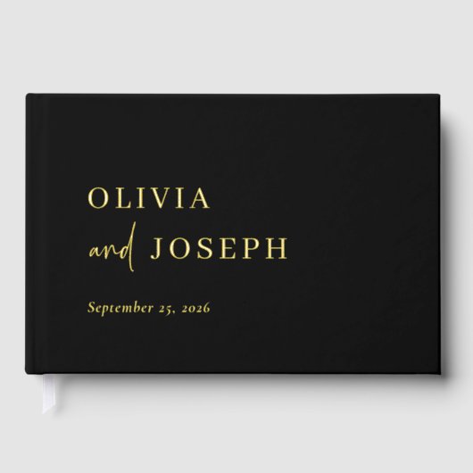 Einfache, moderne Minimalistische Schwarz | Hochze Gästebuch (Vorderseite)