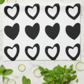 Einfache moderne Minimalistische Schwarz-Weiß-Herz Geschirrtuch (Gefaltet)