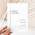 Einfache moderne Minimalistische Schwarz-Weiß-Hoch Einladung<br><div class="desc">Moderne,  einfache Minimalistische Schwarz-Weiß-Einladungen für Hochzeiten</div>