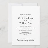 Einfache moderne Minimalistische Schwarz-Weiß-Hoch Einladung (Vorderseite)