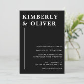 Einfache moderne Minimalistische Schwarze Hochzeit Einladung (Stehend Vorderseite)