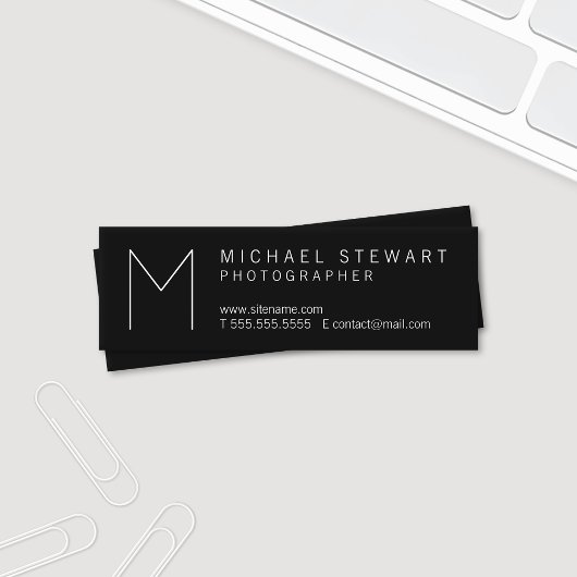 Einfache, moderne Minimalistische Schwarzweiß-Mono Mini Visitenkarte