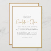 Einfache, moderne Minimalistische Script-Gold-Gren Einladung (Vorne/Hinten)