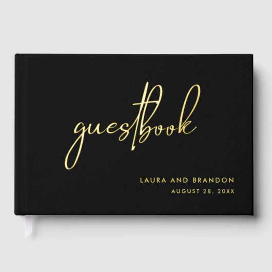 Einfache moderne Minimalistische Script-Hochzeit Gästebuch (Vorderseite)