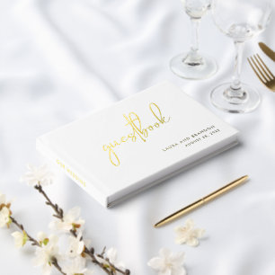 Einfache moderne Minimalistische Script-Hochzeit m Gästebuch