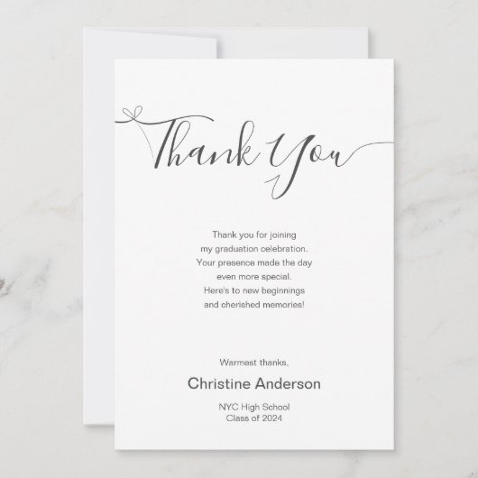 Einfache moderne Minimalistische Script-Typ-Abschl Dankeskarte (Vorderseite)