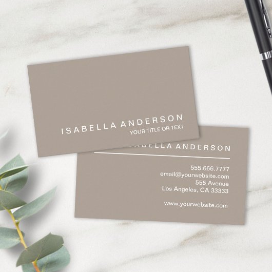 Einfache moderne Minimalistische Taupe Beruflich Visitenkarte