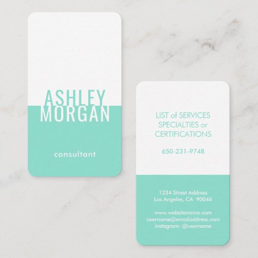 Einfache moderne Minimalistische Typografie Aquama Visitenkarte (Vorne/Hinten)