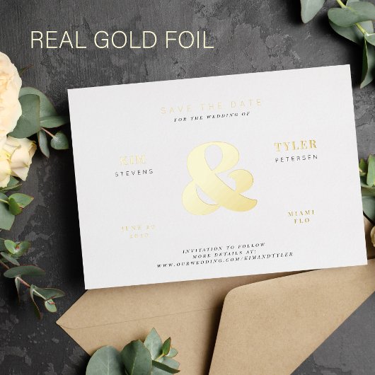 Einfache moderne, minimalistische Typografie-Hochz Folieneinladung