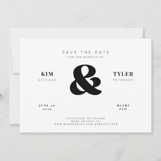 Einfache moderne, minimalistische Typografie-Hochz Save The Date (Vorderseite)