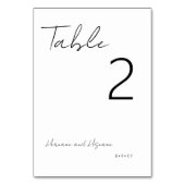 Einfache moderne Minimalistische Typografie Weiß Tischnummer (Rückseite)