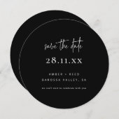 Einfache moderne Minimalrunde, schwarz und weiß Save The Date (Vorne/Hinten)