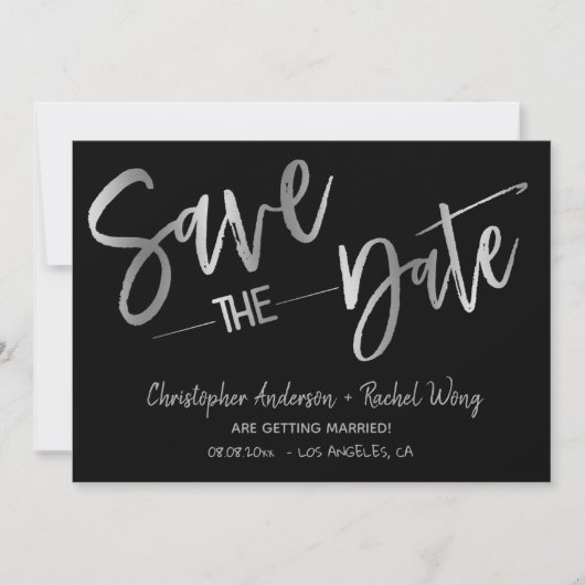 Einfache moderne Minimalsilber Save the Date Einladung (Vorderseite)
