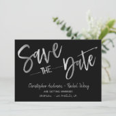 Einfache moderne Minimalsilber Save the Date Einladung (Stehend Vorderseite)