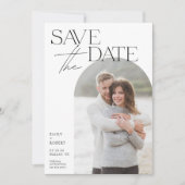 Einfache moderne Minimilast Arch Foto Hochzeit Save The Date (Vorderseite)