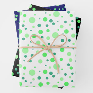 Einfache moderne Mint & Jade Green Polka Dots Geschenkpapier Set