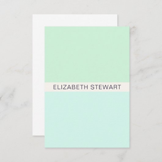Einfache moderne Minze Grün und Aqua Beruflich Mitteilungskarte (Vorne/Hinten)