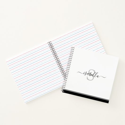 Einfache moderne Mit Monogramm Elegant Notizblock (Innenseite)