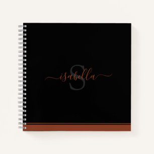 Einfache moderne, Mit Monogramm Elegant Rost nicht Notizblock