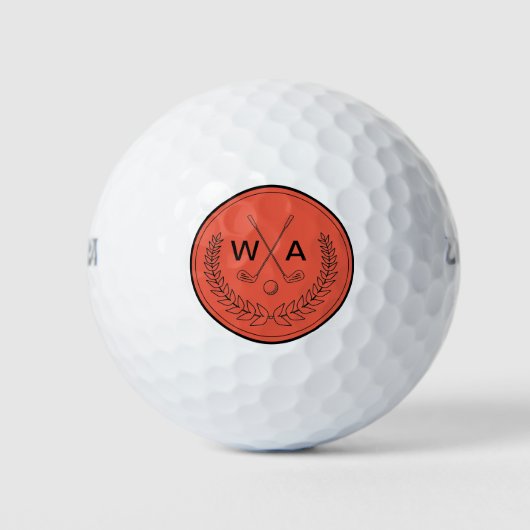 Einfache, moderne Mit Monogramm Golf Club Golf Bal Golfball (Vorderseite)