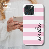 Einfache moderne, Mit Monogramm Rosa Streifen Case-Mate iPhone Hülle