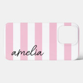 Einfache moderne, Mit Monogramm Rosa Streifen Case-Mate iPhone Hülle (Rückseite (Horizontal))