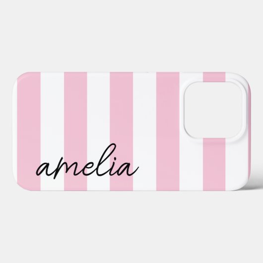 Einfache moderne, Mit Monogramm Rosa Streifen Case-Mate iPhone Hülle (Rückseite (Horizontal))