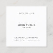 Einfache, moderne Mit Monogramm Schwarz-weiße Vorl Quadratische Visitenkarte (Rückseite)