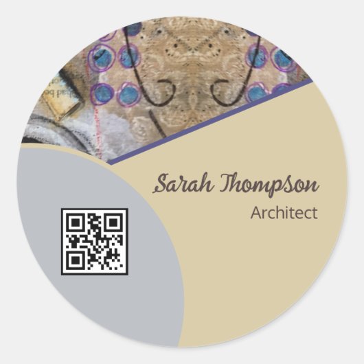 Einfache Moderne mit QR-Logo für Abstrakte Akzente Runder Aufkleber (Vorderseite)