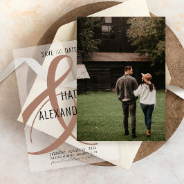 Einfache moderne MOCHA BROWN Foto Underlay Wedding Save The Date