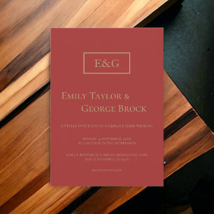 Einfache moderne Mongram Burgundy feierliche Hochz Einladung