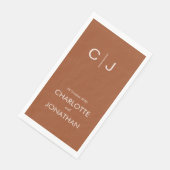 Einfache moderne Mongram Terracotta Wedding Serviette (Ecke)