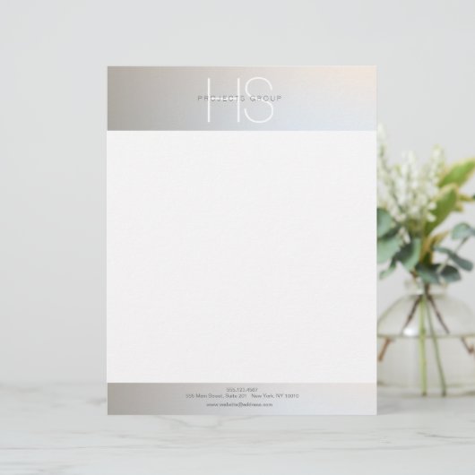 Einfache moderne Monogram Beruflich Grau Silver Briefbogen (Stehend Vorderseite)