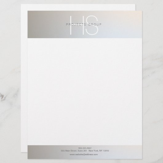 Einfache moderne Monogram Beruflich Grau Silver Briefbogen (Vorne/Hinten)