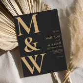 Einfache moderne Monogram Black and Tan Wedding Einladung