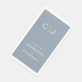 Einfache moderne Monogram Dusty Blue Wedding Serviette (Ecke)