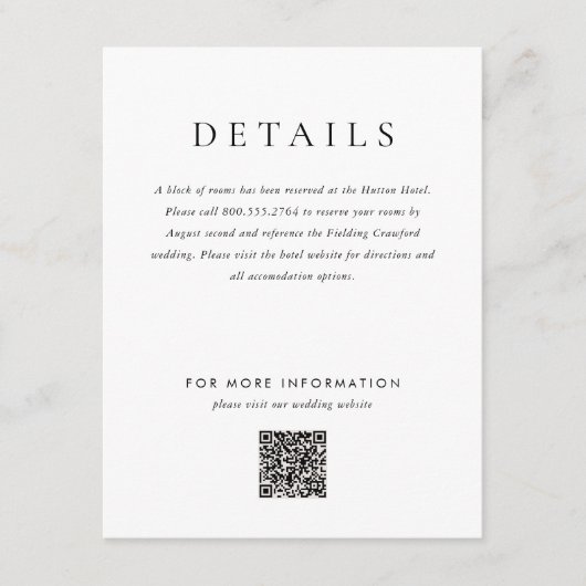 Einfache moderne Monogram-Elegante Hochzeit Begleitkarte (Vorderseite)