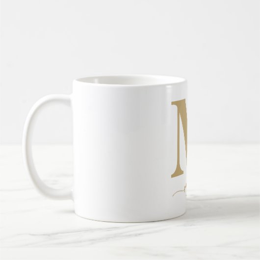 Einfache moderne Monogram Gold White Tasse (Links)