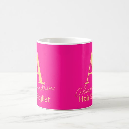 Einfache, moderne Monogram-Haarstylist Kaffeetasse (Mittel)
