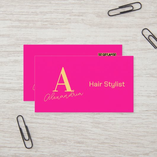 Einfache, moderne Monogram-Haarstylist Visitenkarte (Vorderseite/Rückseite Beispiel)