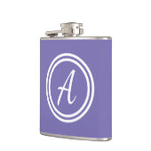 Einfache, moderne Monogram, Initial Lila & White Flachmann (Links)