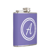 Einfache, moderne Monogram, Initial Lila & White Flachmann (Rechts)