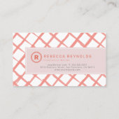 Einfache, moderne Monogram, rosa und rot Visitenkarte (Rückseite)
