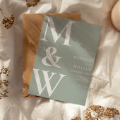 Einfache moderne Monogram Sage Green Wedding Einladung