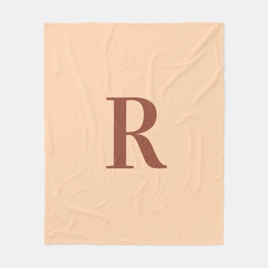 Einfache moderne Monogram Terracotta Beige Fleecedecke (Vorderseite)